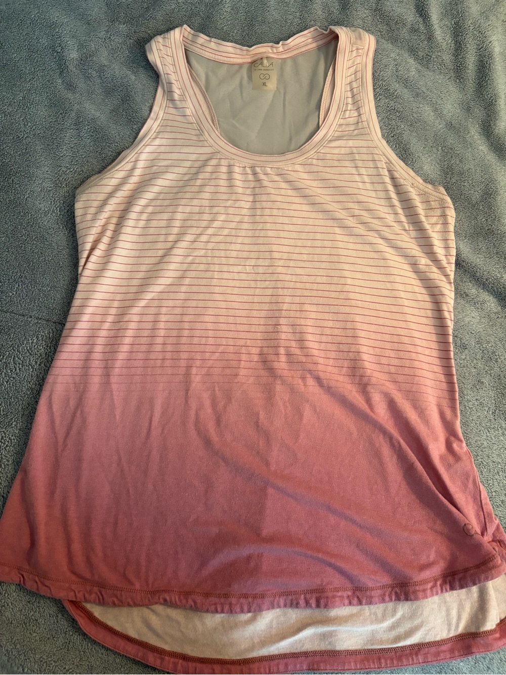 CALIA By Carrie Underwood Pink Ombré Tank Top XL Striped Racerback Semi Sheer